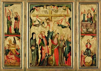 Tríptico que representa la Crucifixión de Cristo, c.1350 (temple y pan de oro sobre panel)